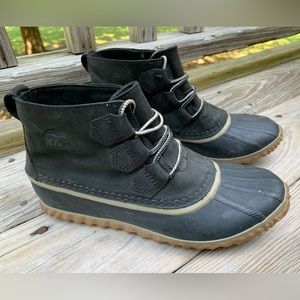 SOREL Out 'N About Leather Boot - Women's Waterproof Black Ankle Lace Up Boots